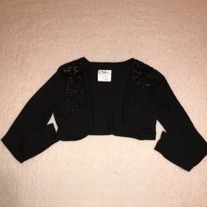 black cropped sequin sweater